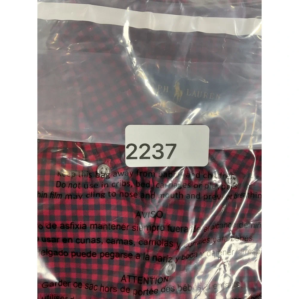 Ralph Lauren Mens Red Black Gingham Check Cotton Button Down Shirt Small S 2237